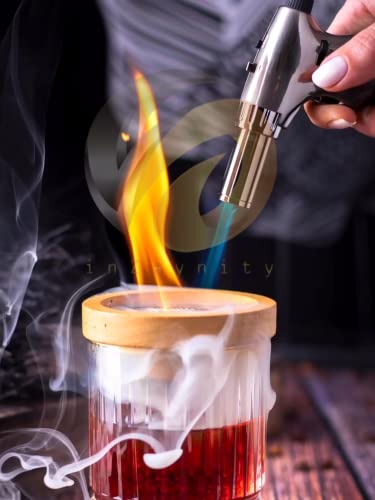 Dual Flame Butane Torch Gun - Refillable Luxury Hand Held Mini Blow Torch For Cooking, Creme Brulee, Soldering, Welding, & Resin Art - Adjustable Flame With Ignition Lock - Brown & Gold By Inzaynity #TOP5