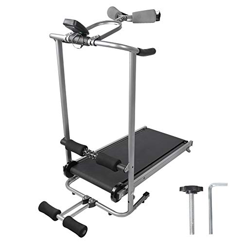 Image of Chrees Mini Folding Manual Treadmill Portable Indoor Fitness Workout Machine 2 Gear Incline Adjustable Height Armrest Shock Absorption Running Belt Exercise Equipment for Home Indoor