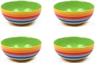 Windhorse Ceramics Rainbow Striped Breakfast Cereal Dessert Bowl (1 Bowl)