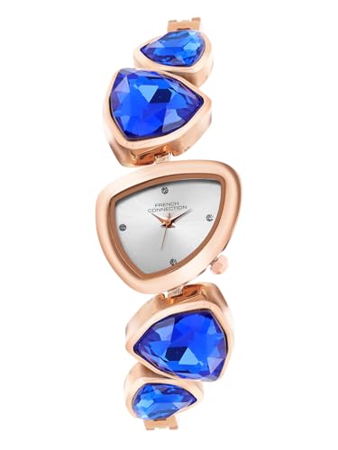 Image of French Connection Asymra Sunray Silver Dial with Crystal Bracelet Analog Watch for Women - FCN0205URGM