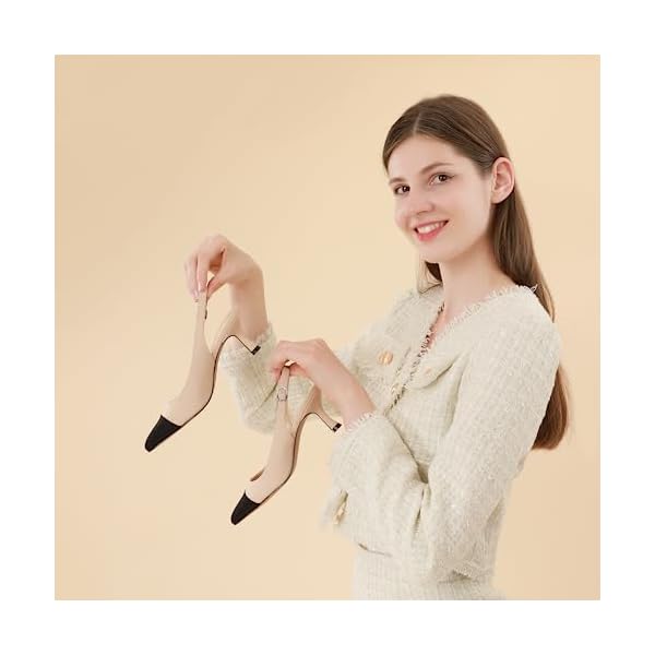 Ankis Women's Slingback Kitten Heels Closed Pointed Toe Pumps Dress Shoes Party Wedding Casual 2.5inch