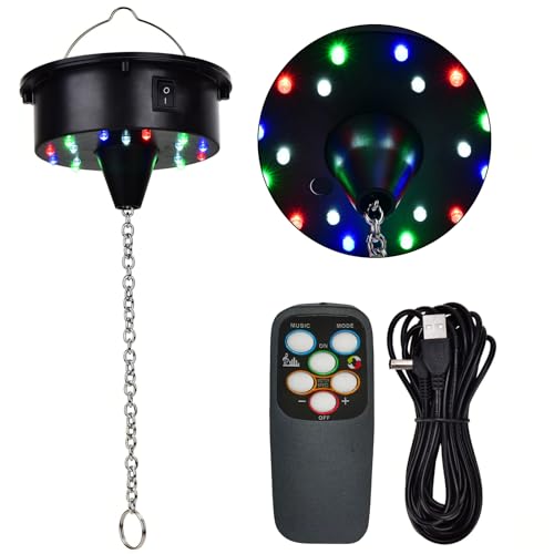 Rotating Disco Ball Motor Light, 6-12RPM Adjustable Speed DiscoBall Spinner 18LEDs for 8~24'' Large Heavy Duty Mirrorball Motor,Wedding Birthday DJ Party Decor Upgrade (Upgraded Motor 2026)