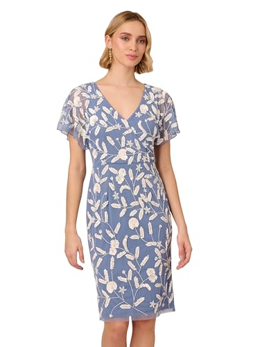 Image of Adrianna Papell Womens Beaded Mesh Dress