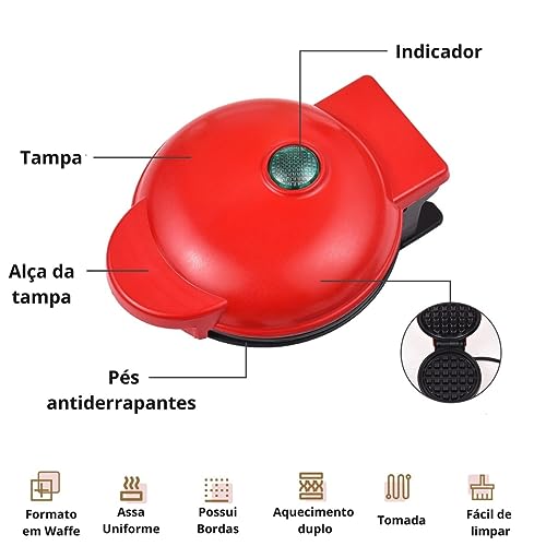 softdigit Mini Máquina De Waffles Fazer Waffle Café Da Manhã Casa Cozinha 110v 550W