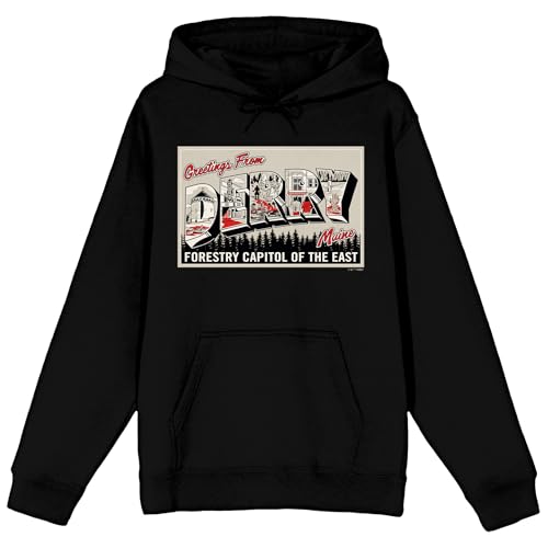 Bioworld Welcome to Derry Greetings From Derry Maine, Forestry Capital of the East on Black Adult Hoodie
