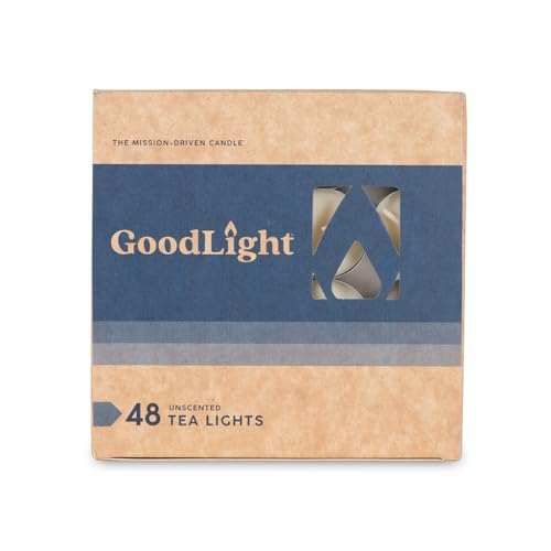 GoodLight Unscented Vegan and Paraffin-Free Tea Light Candles (48 Candles)