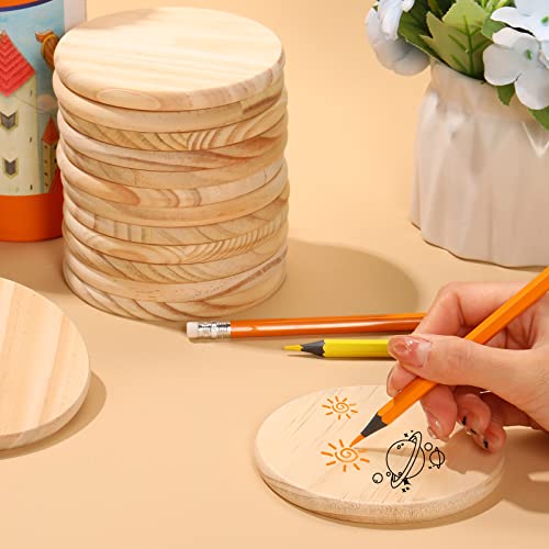 image for 12 Pack Unfinished Wood Coasters, GOH DODD 4 Inch Round Blank Wooden C