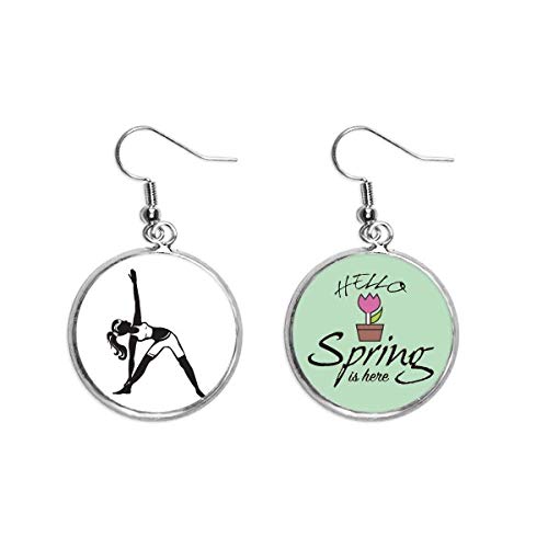 Pendientes de primavera estilo yoga con colgante decorativo de silueta y estiramiento