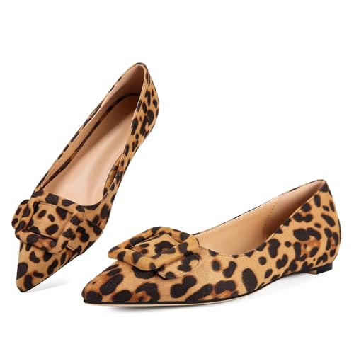 Flats for Womens Pointed Toe Ballet Flats Comfortable Dressy Slip On Flat Dress Shoes with Buckle