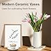 White Ceramic Vase, GUKJOB Small Cute Flower Vase for Pampas Grass, Home, Living Room, Dining Table, Farmhouse, Office Decor, Bedroom, Table, and Kitchen Shelf (White)