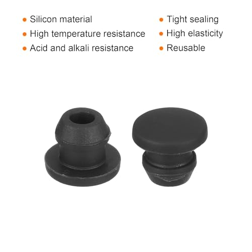 Image of MECCANIXITY Silicone Snap in Locking Hole Plugs,Rubber Panel Seal Cover Flush Type Panel Round for Kitchen Rubber Bulkheads Waterproof Sealing Plugs 5.5mm /0.22 Inch Diameter Black,Pack of 50