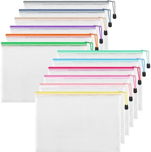 HEETA Plastic Wallets A4, 12 Pack Strong Zip Lock Bags Waterproof ...