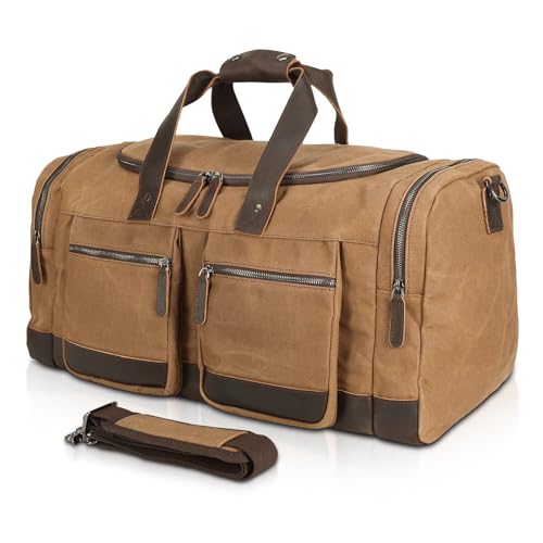 Polare 23” Waxed Canvas & Leather Travel Duffel Bag