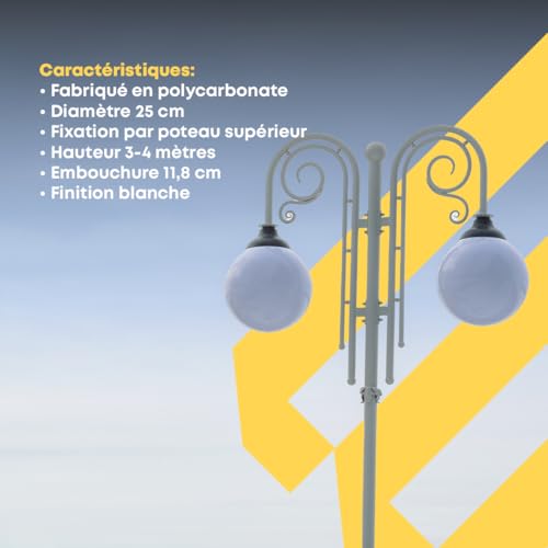 Diffuseur sphérique brisé ? Remplacez votre globe de luminaire extérieur Ø 25cm