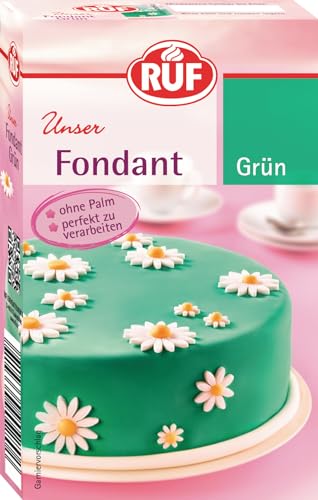 RUF Fondant grün zum Formen von Figuren Blumen und Buchstaben geeignet Modellierfondant Rollfondant ohne Palmöl glutenfrei und vegan 250g