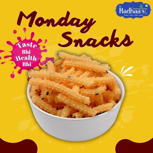 Image of Sri Radhaa's Butter Murukku | Premium and Traditional South Indian Crispy Snack | Crunchy, Buttery & Flavorful Murukku for Tea Time & Parties Each Pack 150 Gram (Pack Of 2)