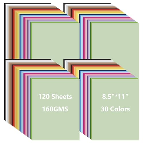 120�� 8.5�C���` x 11�C���` �J���[�J�[�h�X�g�b�N 30�F �R���X�g���N�V�����y�[�p�[ �J�[�h�X�g�b�N �v�����^�[�p�� ����A�J�[�h�쐬�ADIY�N���t�g�A�L�b�Y�X�N�[���p�i�A�p�[�e�B�[�f�R���[�V�����p (160GSM)