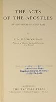 The Acts of the Apostles;: An historical commentary B0006AVZS0 Book Cover