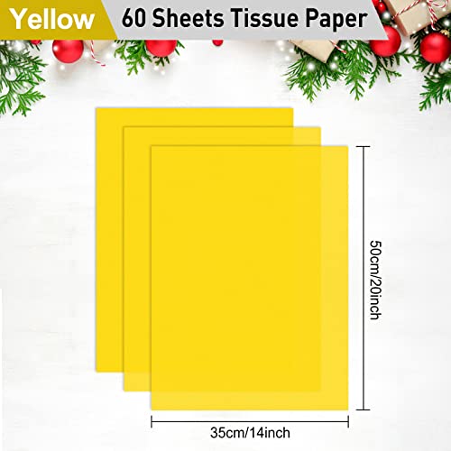 Image of NEBURORA 60 Sheets Yellow Tissue Paper Set Gift Wrap Paper(Yellow)
