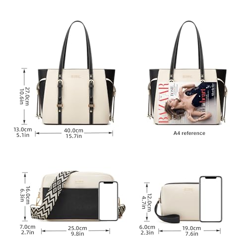 Image of Women Fashion Synthetic Leather Handbags Tote Bag Shoulder Bag Top Handle Satchel Purse Set