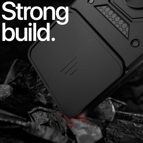 Image of AIBEX Back Cover Compatible for Moto G06 Power | D10 Tough Armor Case | Sliding Camera Shield | 360 Protection | Kickstand Ring Holder | Military-Grade Bumper Case - Black