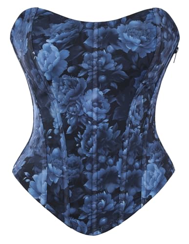 Scarlet Darkness Corset Tops for Women Renaissance Floral Bustier Western Concert Going Out Top Navy Size 10
