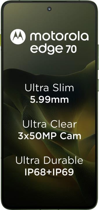 Image of Motorola Edge 70 5G (Bronze Green, 8GB RAM, 256GB Storage) | Snapdragon 7 Gen 4 | 6.7 inch P-OLED 120Hz Display | 50MP Dual Rear Camera | 50MP Front Camera | 5000mAh Battery | 68W Charging