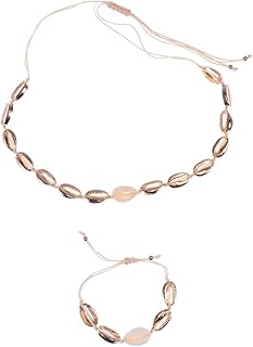KESYOO Shell Chocker Shell Letter Necklace Beach Cord Necklace Bracelet Trendy Chain Stack Golden