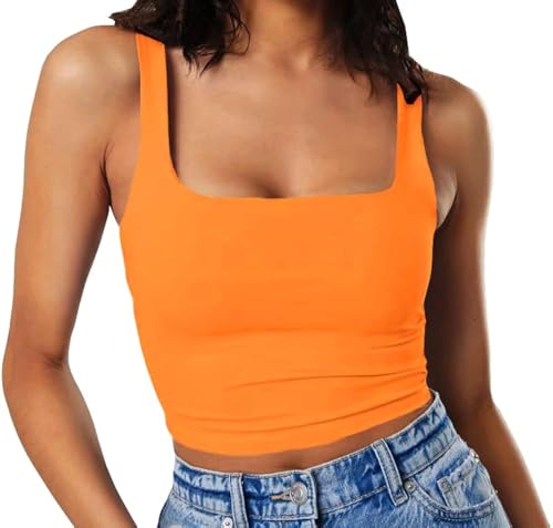 Artfish Womens Sleeveless Strappy Tank Square Neck Double Layer Workout Fitness Casual Basic Crop Tops product thumbnail 9