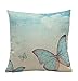 BIGBOBA Funda de cojín de lino con diseño de mariposas, suave, decorativa, 45 x 45 cm