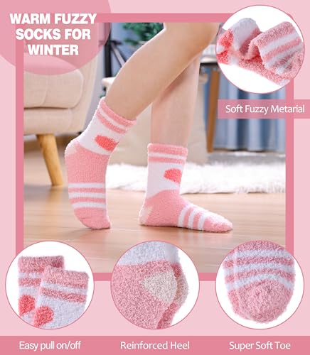 Image of LANLEO 5 /6 Pairs Womens Super Soft Fuzzy Plush Warm Winter Home Sleeping Slipper Socks