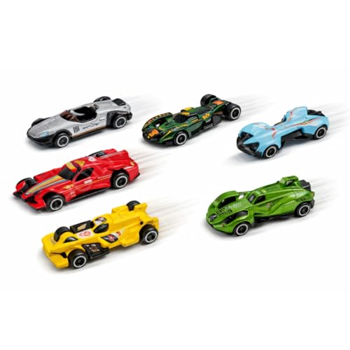 Image of PLUSPOINT Premium Die-Cast F1 Models Metal Car | Free Wheel Toy Vehicle for Kids | Realistic Design | Vibrant Paint | No Assembly | Collectible Mini Car Model | Pack of 6 | Multicolor