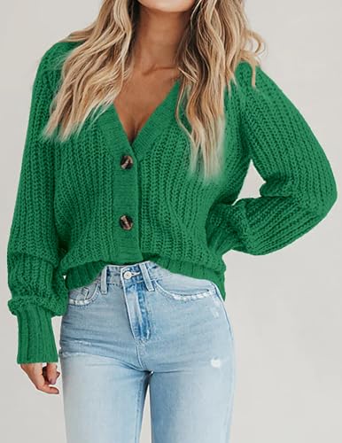 Image of Zeagoo Women's 2026 Fall Chunky Knit Cardigans Open Front Long Sleeve V Neck Button Loose Cardigan Sweaters