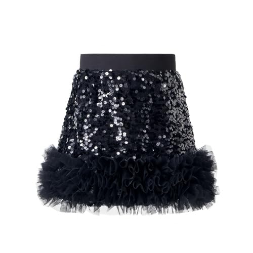 Tutu.kk Toddler Girls Sparkly Sequin Skirt A-Line Glitter Mini Skirts Black
