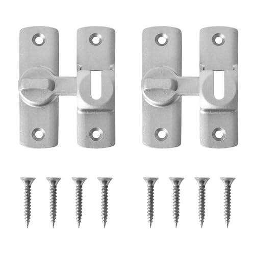 2 Piezas Cerraduras Puertas Corredizas,Pestillo que Protege Privacidad con 8 Tornillos,Fácil de Instalar,Cerradura Puerta 90 Grados, Ideal para Jardines,Oficinas y Hoteles (7.3 x 2.4 cm)
