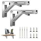 2 Stück Klappkonsole Edelstahl, 8 Zoll Klappkonsole Schwerlast, Klappregal Regalscharniere für die Wandmontage für Tisch, Werkbank, Tragkraft: 60kg（8inch)
