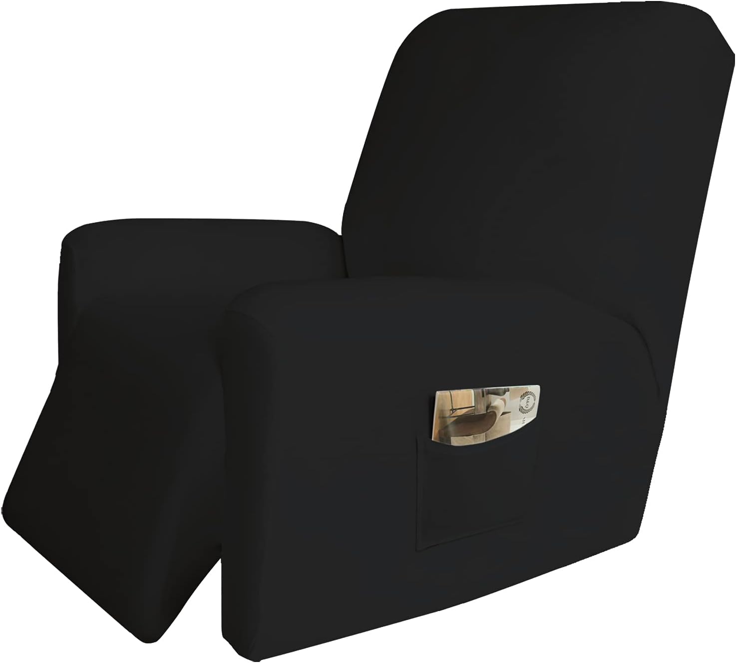 Easy-Going4 Pieces Microfiber Stretch Recliner Slipcover – Spandex Soft Fitted Sofa Couch Cover, Washable Furniture Protector with Elastic Bottom for Kids,Pet (Recliner,Black)