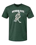 Michigan State Apparel MSU Spartans Hockey Sparty Shirt Premium Super Soft Heather Green T Shirt Comfy Tee for Man and Women (Medium)