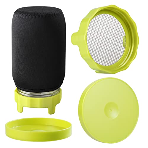 SBMKK Sprouting Kit Sprout Lids with 316 Stainless Steel Screen, for Wide Mouth Quart Mason Jars, Germination Kit Sprouter Covers with Stand Tray for Growing Broccoli,Alfalfa (No Jars)