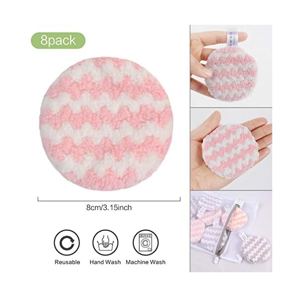 VIVOTE-Makeup-Remover-Pads-Reusable-Microfiber-Makeup-Removal-Rounds-Puff-Washable-Eco-friendly-Soft-Facial-Eye-Skin-Wash-Puffs-Laundry-Bag-315-Inch-8-Pack-Pink-Purple VIVOTE Makeup Remover Pads Reusable, Microfiber Makeup Removal Rounds Puff, Washable, Eco-friendly, Soft, Facial Eye Skin Wash Puffs, Laundry Bag, 3.15 Inch, 8 Pack (Pink + Purple)