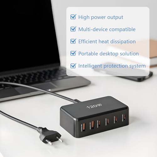 Cargador USB C解决多设备充电难题 120W 6 Puertos para hogar y hotel 2
