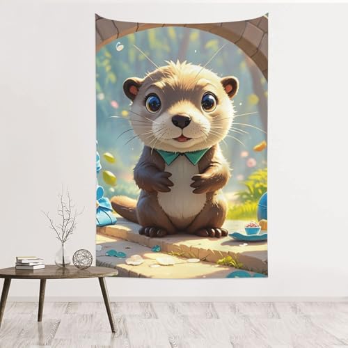 Tapisserie murale loutre de qualité supérieure en velours pêche pour décoration d'intérieur