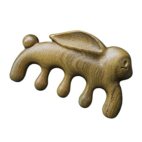 PATKAW Peine de masaje de conejo anti cepillo peine para el cabello scalp massager peine madera Peine de madera de ébano peine de desguace peine de corte de pelo Sándalo verde Dark Green
