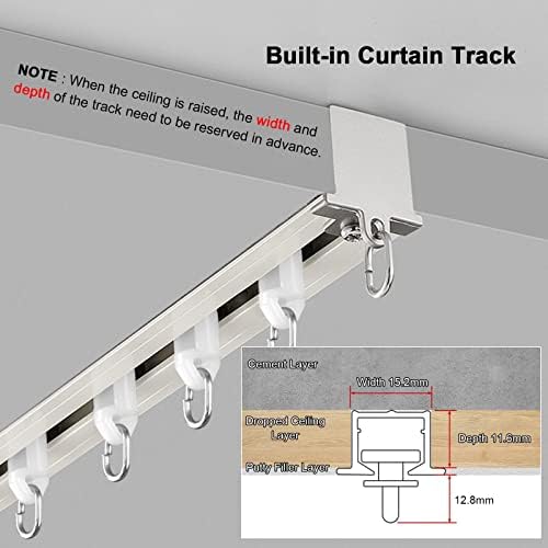 Ceiling Mount White Aluminum Curtain Track Kit for Sliding Room Dividers, Commercial Metal Partition Rail, Complete Installation Set for Easy Setup and Versatile Use