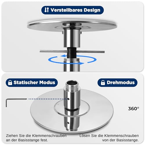 SereneLife Pole Dance Stange Indoor – Höhenverstellbar, Statisch & Rotierend, 204–274cm Turnstange Indoor für Zuhause – Robuster Stahl, Kein Bohren – Fitness Poledance Tanztraining – 280kg Traglast
