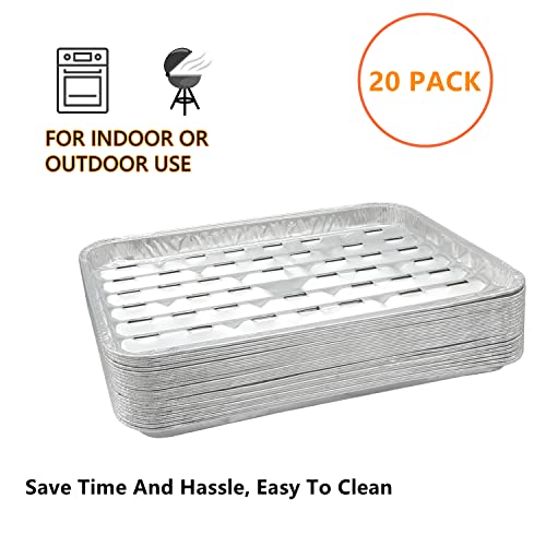 Ls'babq Disposable Aluminum Broiler Pans With Holes – Good For Bbq, Grill Trays – Multi-20 Pack Of Durable Aluminum Sheet Pans 13.4" X 9" X 0.85" #TOP3