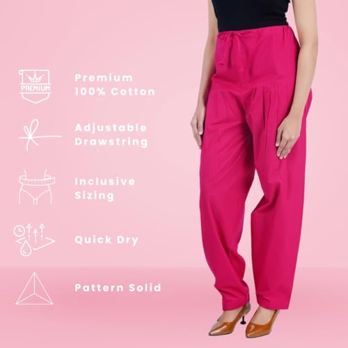 Image of Happy Bunny Salwar Pant - Modern Style Pure Cotton for Women - Ethnic Semi Patiala Trouser - Office,Home - All Day Comfort Wear with Drawstring