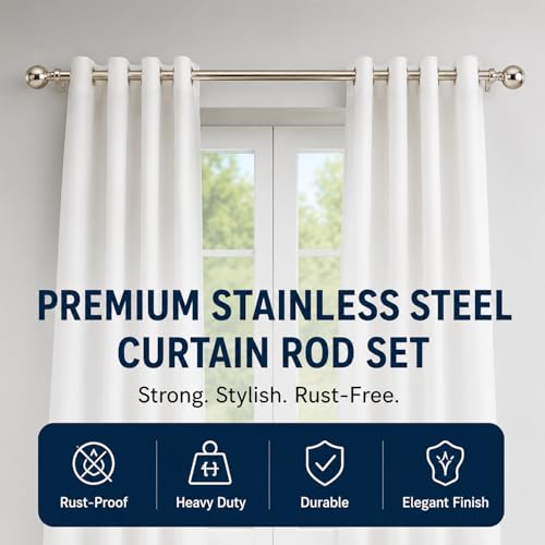 Image of Stainless Steel Curtain Rod | Silver & Chrome Finish | Anti-Rust | Sturdy & Durable | Multipurpose | SS Pipes for Door, Window, Shower, Home and Office (1 pipe, 5.5ft)