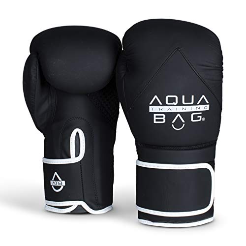 Aqua Training Bag 16 oz. Black Flow Boxing Glove with Synthetic Leather Material, Pre-Curved Natural Fit, Moisture-Wicking Lining, Mesh Palms - 2020329715