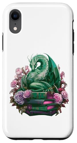 Carcasa para iPhone XR Bookish Green Dragons & Books & Dragons Reading Book Dragon